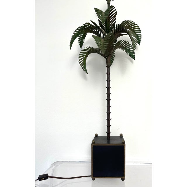 Antique Italian Tole Palm Tree Lamp For Sale - Image 4 of 12