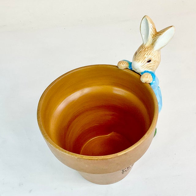 English Vintage Boho Chic English Traditional Whimsical Peter Rabbit Planter - Easter For Sale - Image 3 of 17
