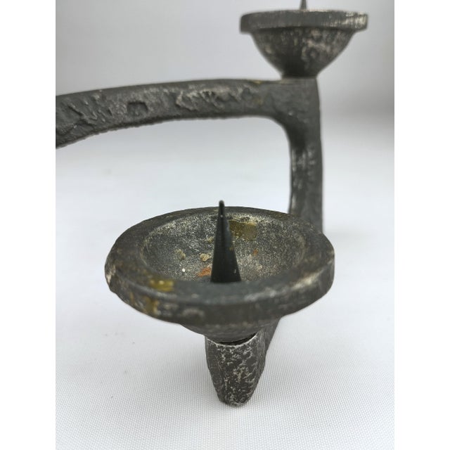 Metal Mid-Century Brutalist Cast Iron Candlestick, 1960s For Sale - Image 7 of 9
