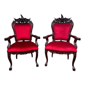 Late 20th Century Pair of Rococo Style Eagle Carved Armchairs