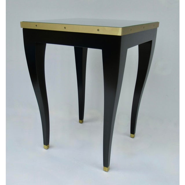 Donghia Donghia C.1980's "Essence," Square Occasional, Side, Satin Brass Gallery Satin Ebony Finish With Brushed Satin Brass Details For Sale - Image 4 of 18