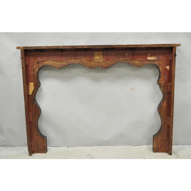 Antique Italian Provincial Carved Serpentine Scalloped Walnut Fireplace Mantel For Sale - Image 17 of 18