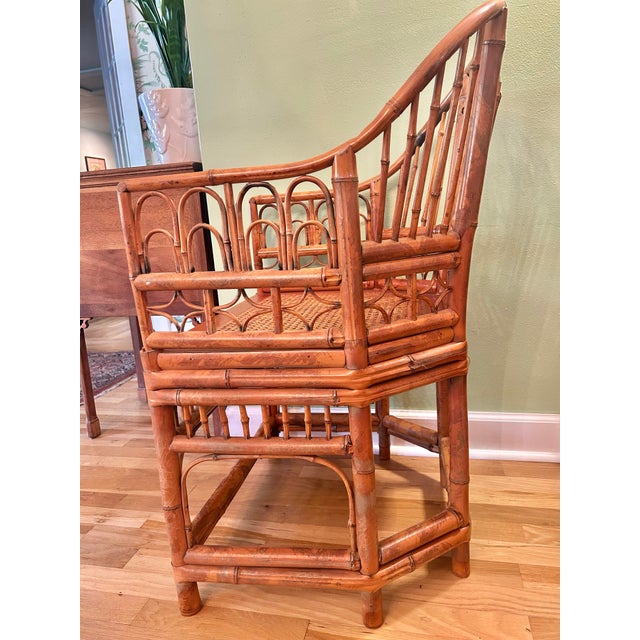 1970s 1970s Brighton Pavilion Style Tortoiseshell Bamboo & Cane Chinoiserie Armchair For Sale - Image 5 of 12