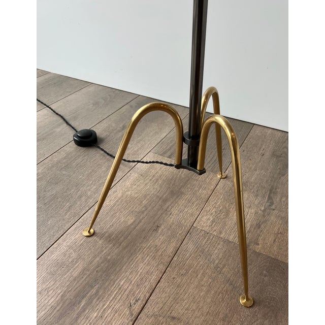 1960s Mid-Century Modern Gun Metal and brass designer floor lamp For Sale - Image 6 of 12