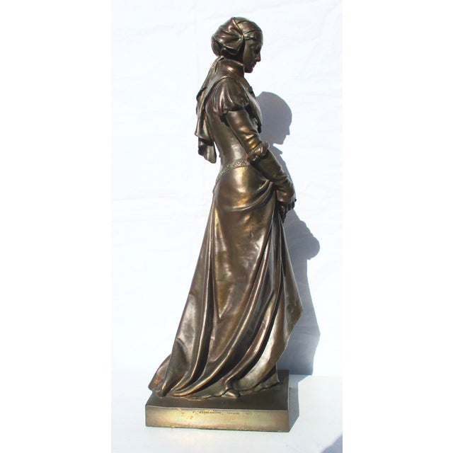 Eugene Aizelin Bronze Margarette Statue Barbedienne Foundry For Sale - Image 11 of 15