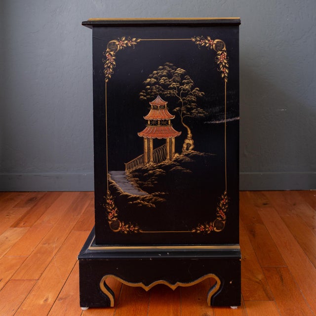 Habersham Black Chinoisere Hand Painted Chest of Drawers | Dresser For Sale - Image 9 of 18