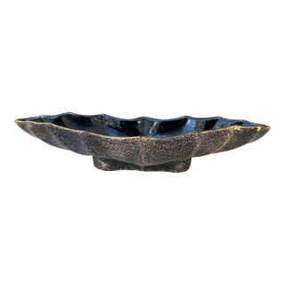 Vintage 1960s Black With Gold Specks California Originals Pottery Console Bowl For Sale