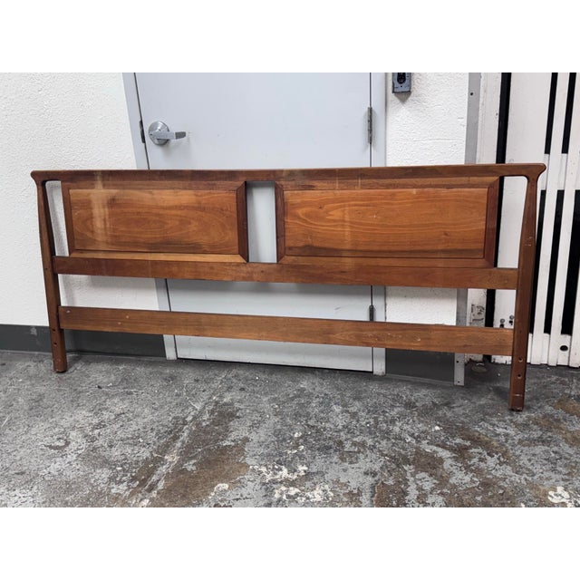 Circa 1960's Eastern King Size John Stuart for Mount Airy Janus Collection Walnut Headboard For Sale - Image 12 of 12