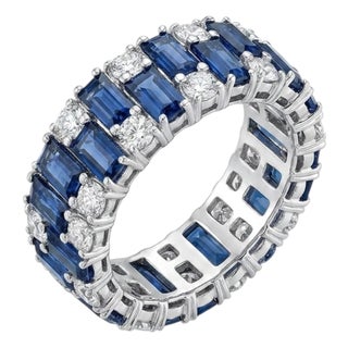 Natural Blue Sapphire 1.20cts & Diamond 0.40cts Ring in 18k Gold For Sale