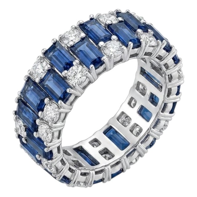 Natural Blue Sapphire 1.20cts & Diamond 0.40cts Ring in 18k Gold For Sale