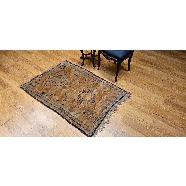 Vintage Moroccan Tribal Rug, Hand-Knotted Wool, Geometric Pattern, Camelhair, 3’ X 5’ For Sale - Image 17 of 17