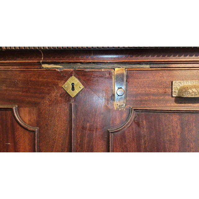 Wood 18th Century Mahogany Fall-Front Desk Cabinet on Separate Stand - With Dovetailed Drawers For Sale - Image 7 of 10