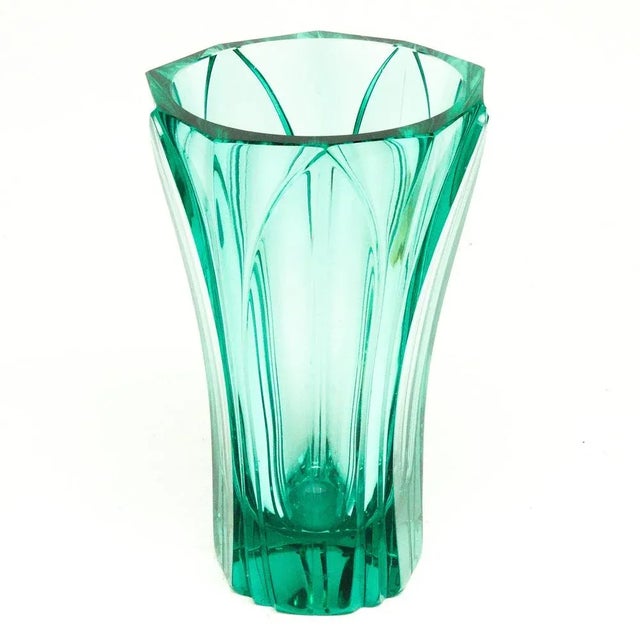 Glass Art Deco Vase from Moser, Czechoslovakia, 1930s For Sale - Image 7 of 11