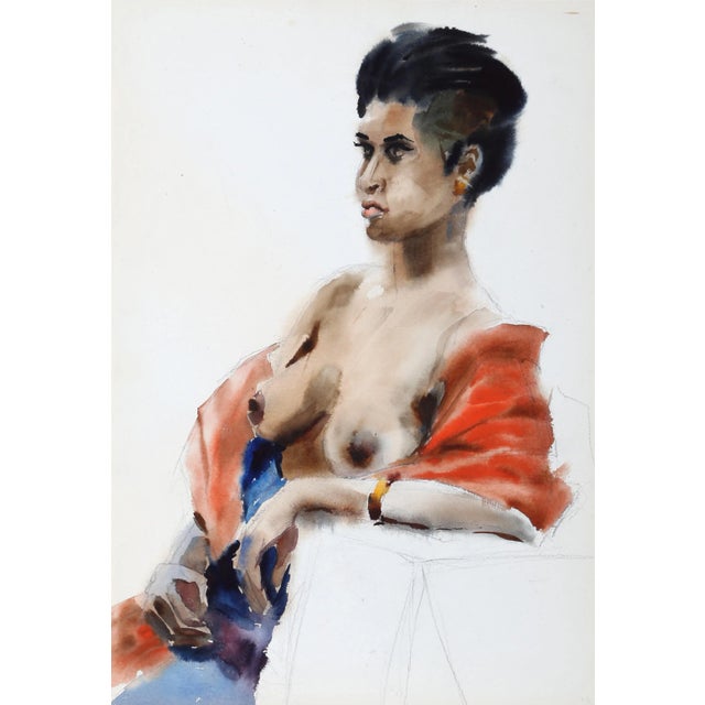 Contemporary Eve Nethercott, Nude Portrait (P3.27), Watercolor on Paper For Sale - Image 3 of 3