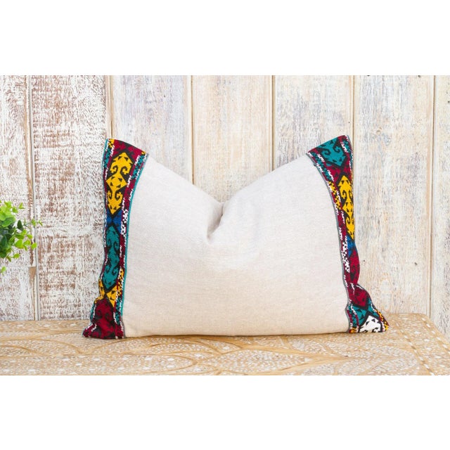 Bani Linen Tribal Border Pillow For Sale - Image 9 of 9