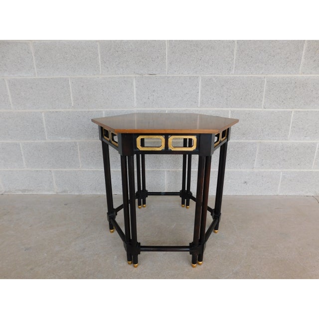 Mid-Century Baker Furniture Lacquered Gold Gilt Finish Figured Wood Side Table For Sale - Image 13 of 13