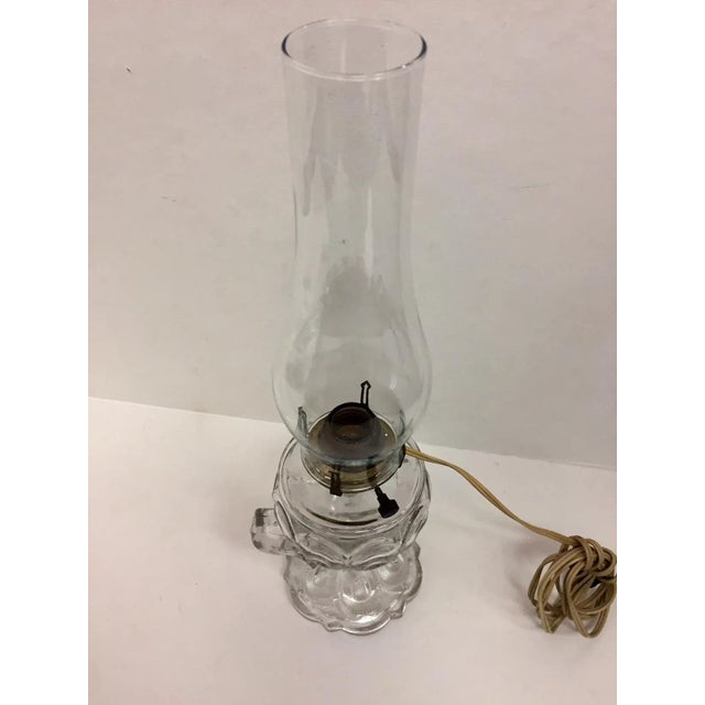 Antique Egg Pattern Pressed Glass Electrified Oil Lamp For Sale - Image 4 of 9