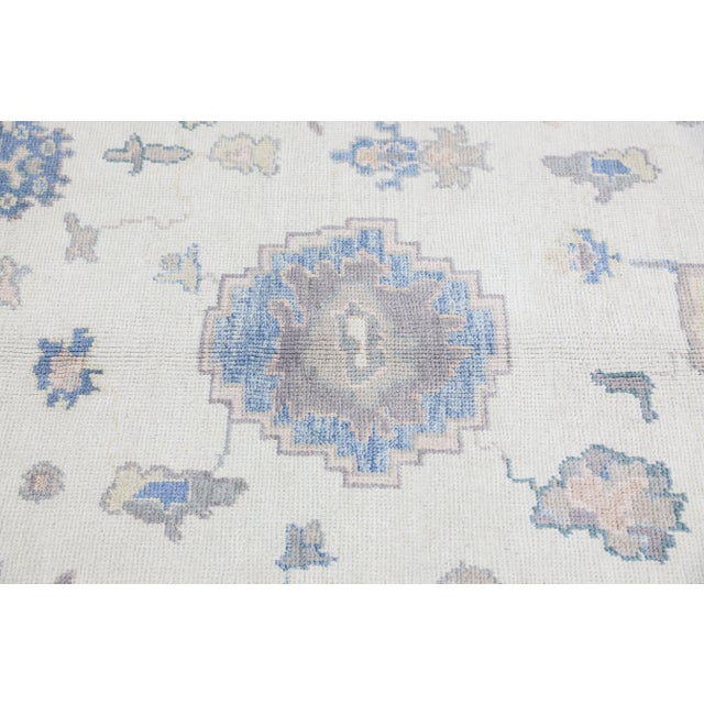 Turkish Oushak Rug Gray & Soft Blue Handwoven Wool Rug 6'1" X 8'10" For Sale - Image 9 of 9