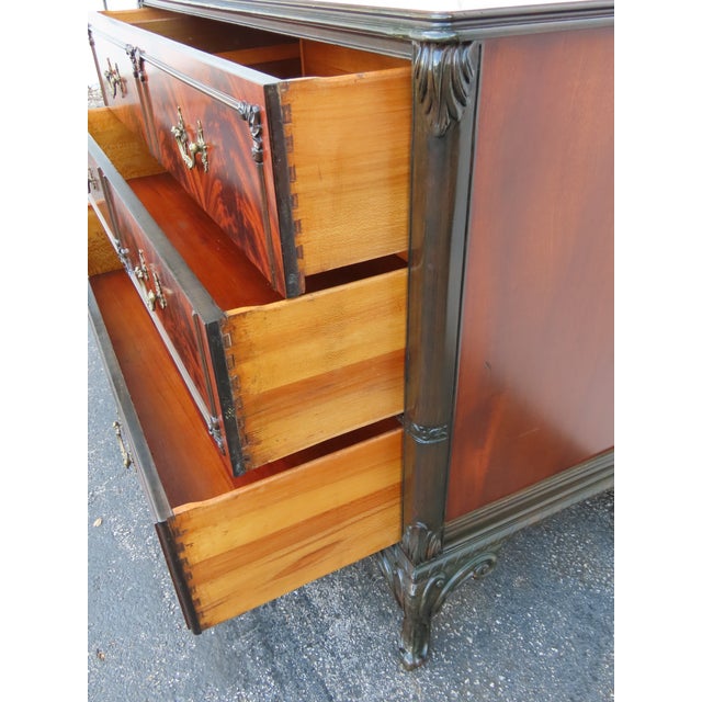 Early 1900s Carved Flame Mahogany Low Dresser Bathroom Vanity 6325 For Sale In Miami - Image 6 of 18