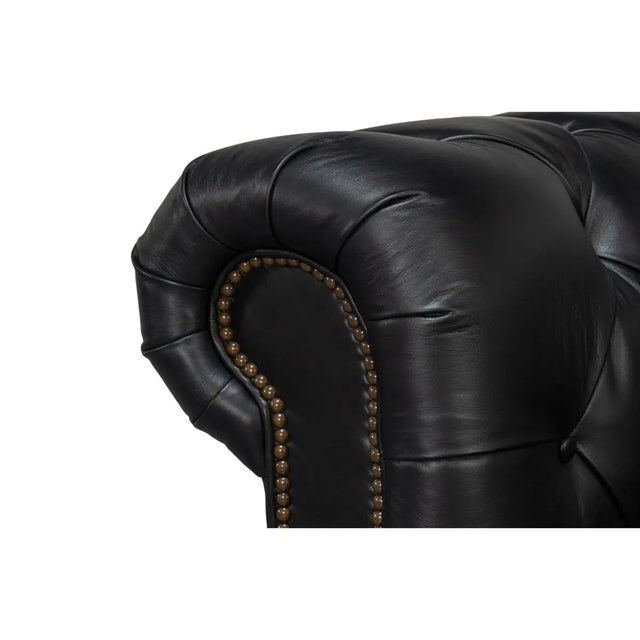 Black Black Tufted Chesterfield Sofa For Sale - Image 8 of 9