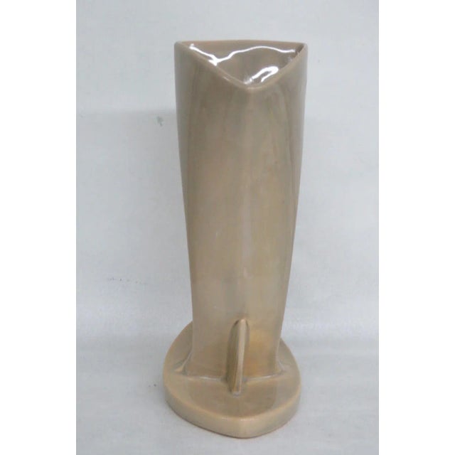 Roseville Pottery Roseville 1004-9 Mayfair Mid Century Art Deco Tan Pottery Ceramic Vase For Sale - Image 4 of 13
