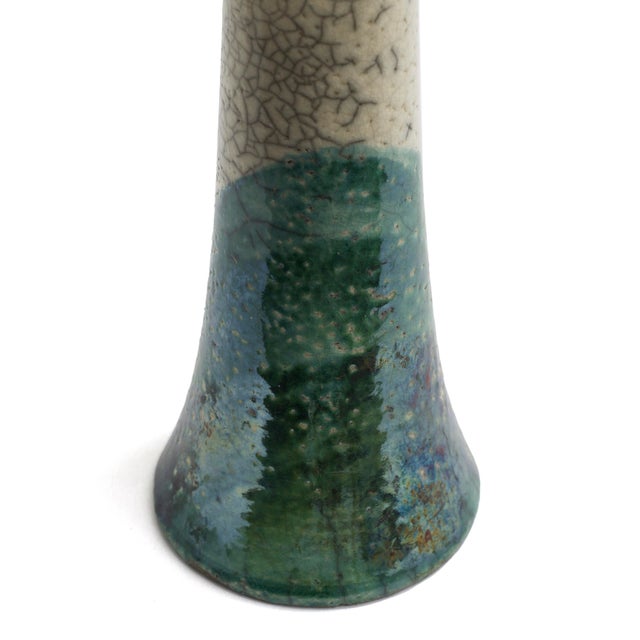 Early 21st Century Japanese Modern White Green Raku Ceramic Stelo Flow Candle Holders by Laab Milano, Set of 2 For Sale - Image 5 of 13