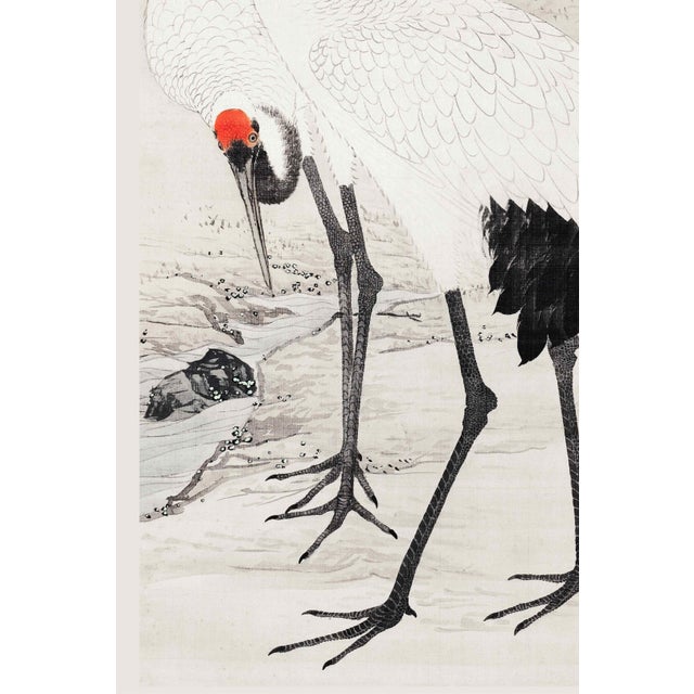Japanese Cranes and Pine Tree, Vintage Japanese Art Print, 40" X 60" For Sale - Image 4 of 8