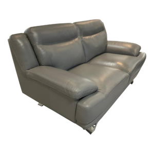 Mid 20th Century Sofia Vergara Modern Gray Leather Loveseat 67"