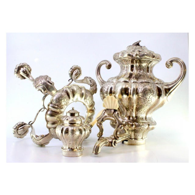 Samovar with Lamp in Gummed Silver For Sale - Image 4 of 10
