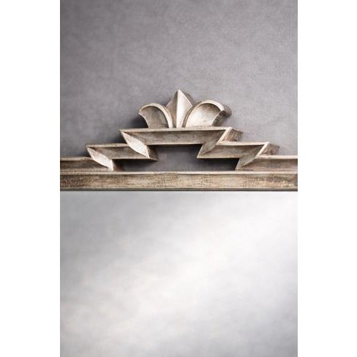 Glass Swedish Modern Art Deco Pewter Mirror with Stylized Crest, 1930s For Sale - Image 7 of 9