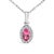 Contemporary 10K White Gold 5x3mm Pink Tourmaline and Diamond Accent Halo Oval Shape 18" Pendant Necklace (I-J Color, I1-I2 Clarity) For Sale - Image 3 of 5