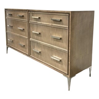 Modern Beige Lacquer Six Drawer Chloe Dresser as Is For Sale