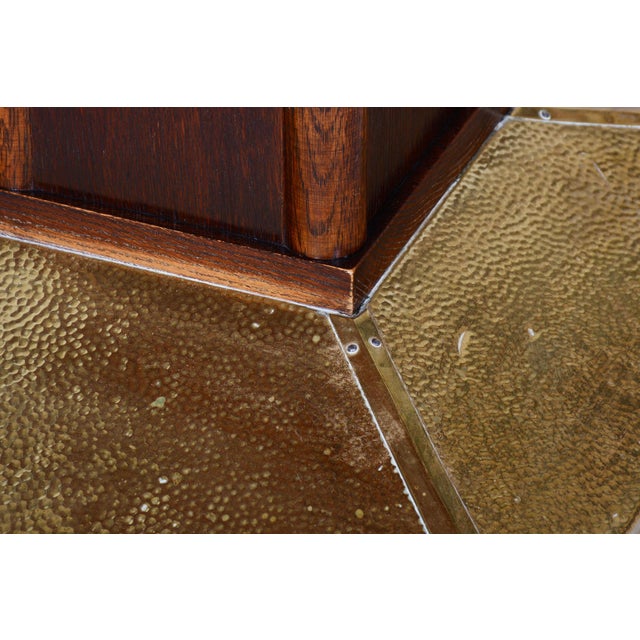 Small Art Deco Table in Oak and Brass, Czechia, 1920s For Sale - Image 6 of 11