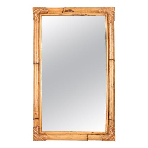 Mid-Century Italian Rectangular Mirror in Bamboo and Rattan, Italy, 1970s For Sale - Image 11 of 11