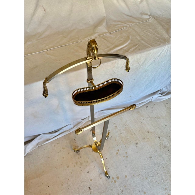 Mid 20th Century Italian Maison Jansen Style Mixed Metal Ram's Head Gentleman's Valet Stand For Sale - Image 9 of 14
