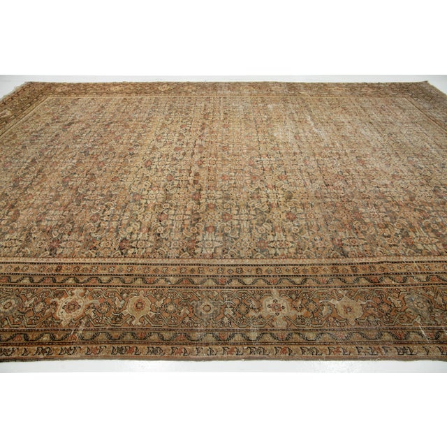 Late 19th Century Rust Antique Persian Tabriz Handmade Wool Rug With Allover Pattern For Sale - Image 5 of 12