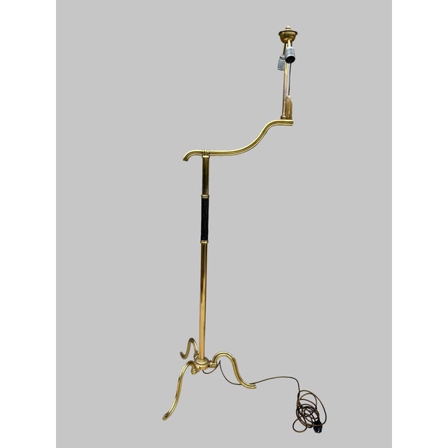 Elegant austrian art deco floor lamp attributed to hugo gorge for j. T. Kalmar, vienna, circa 1930s. Crafted in brass with...