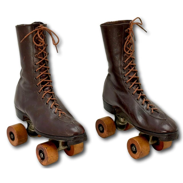 1940s Original Pair of Authentic Vintage Mid 1900s American Women's Roller Skates - for Decoration For Sale - Image 5 of 12
