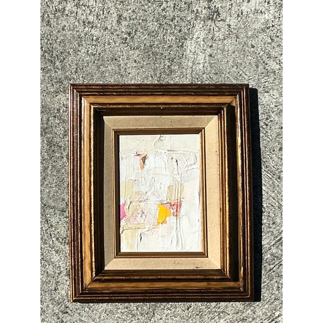 Vintage Boho Original Abstract Oil Painting on Canvas For Sale In West Palm - Image 6 of 7