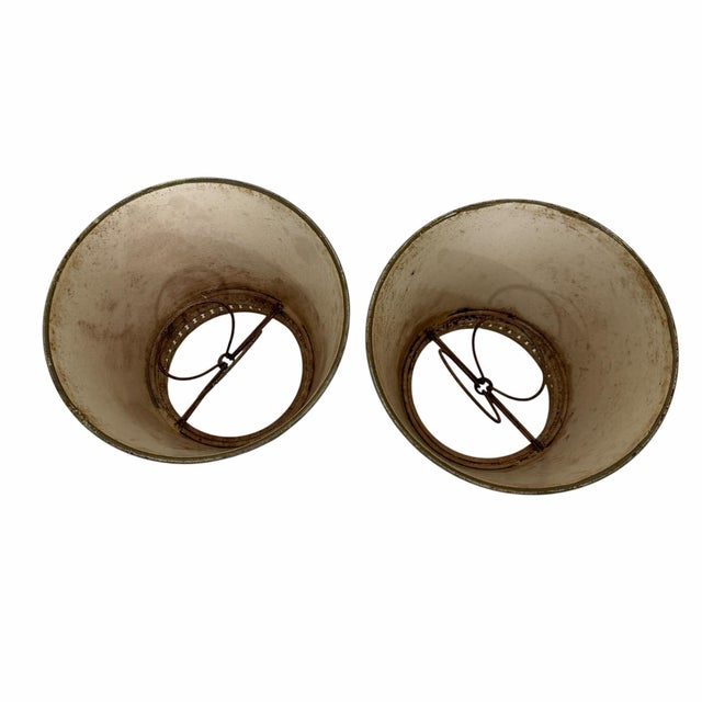 Vintage Mid Century Tole Lamp Shades - A Pair For Sale - Image 4 of 6