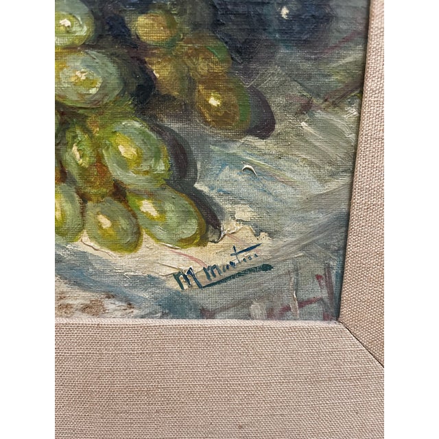 Mid-Century Modern Mid 20th Century Mid-Century Modern European-Style Fruit Bowl Still Life - Signed For Sale - Image 3 of 8