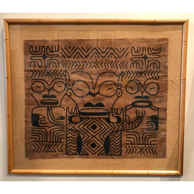 Tiki Bar Theme Tapa Cloth Hawaiian Framed Art 1960s Chairish