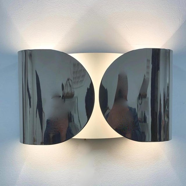 Mid-Century Chrome Foglio Sconce attributed to T. Scapra for Flos, Italy, 1960s For Sale - Image 11 of 18