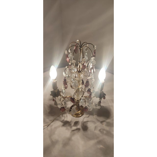 Bronze & Crystal Table Lamp, France, 1940s For Sale - Image 13 of 17