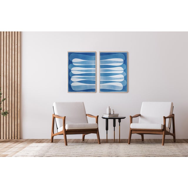 The Lake District is a handmade monotype cyanotype unfolds through a sequence of elongated ellipse patterns that stretch...