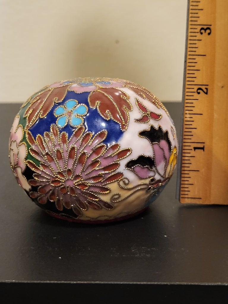 Vintage Cloisonne Enamel Brass Paper Weight | Chairish