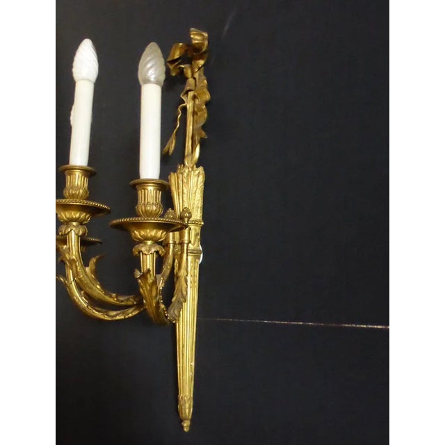 Antique Gilt Bronze Sconces, Set of 2 For Sale - Image 4 of 13