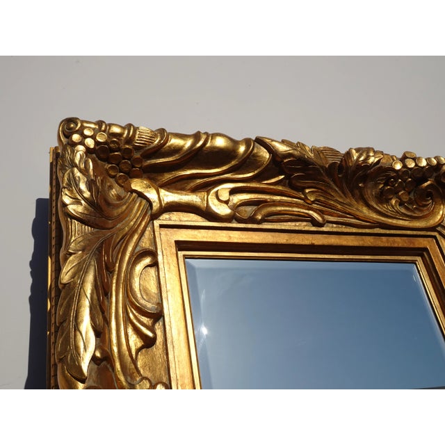Glass Large 57"Hx45" Vintage Frenchly Carved Gold Wall Mantle Beveled Mirror For Sale - Image 7 of 12