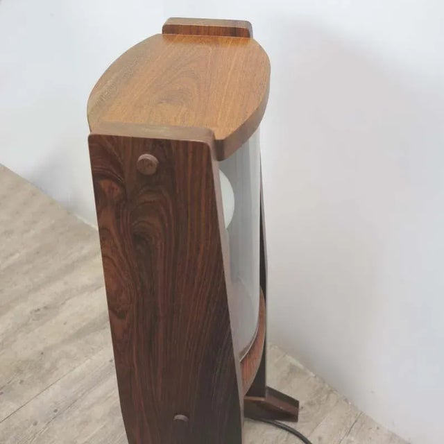 Vintage Wooden Floor Lamp with Arched Glass Panes, 1960s For Sale - Image 14 of 16