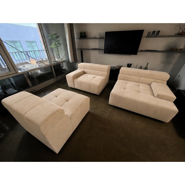 2020s Large Cantoni 3-Pc Modular Sectional Sofa in Cream Micro-Suede, Like New For Sale - Image 5 of 12